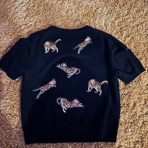 Alice+Olivia Sweater with Leopard Appliqués